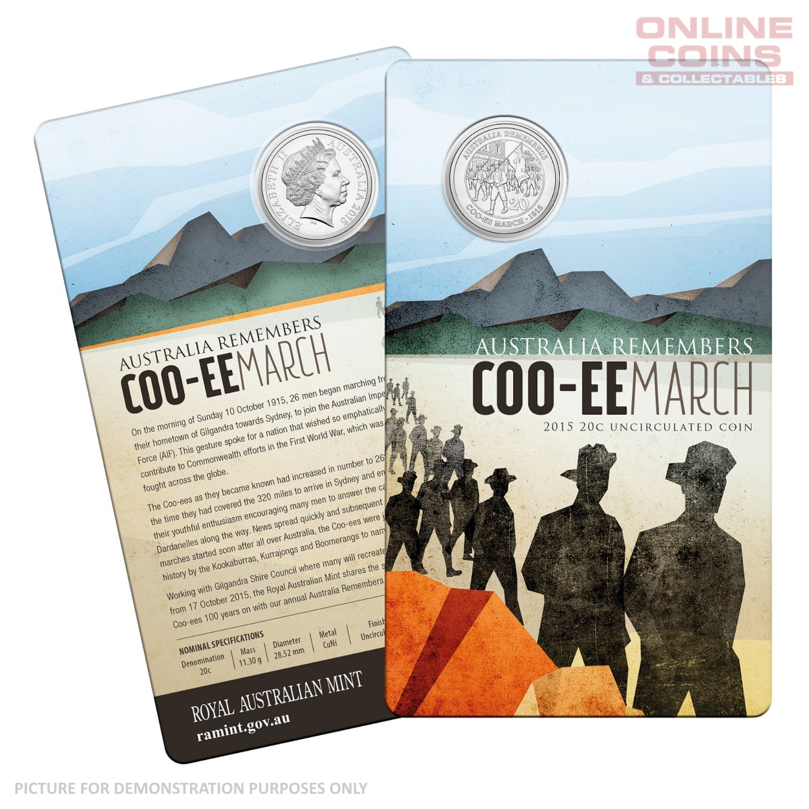2015 20c Uncirculated Carded Coin - Coo-ee March